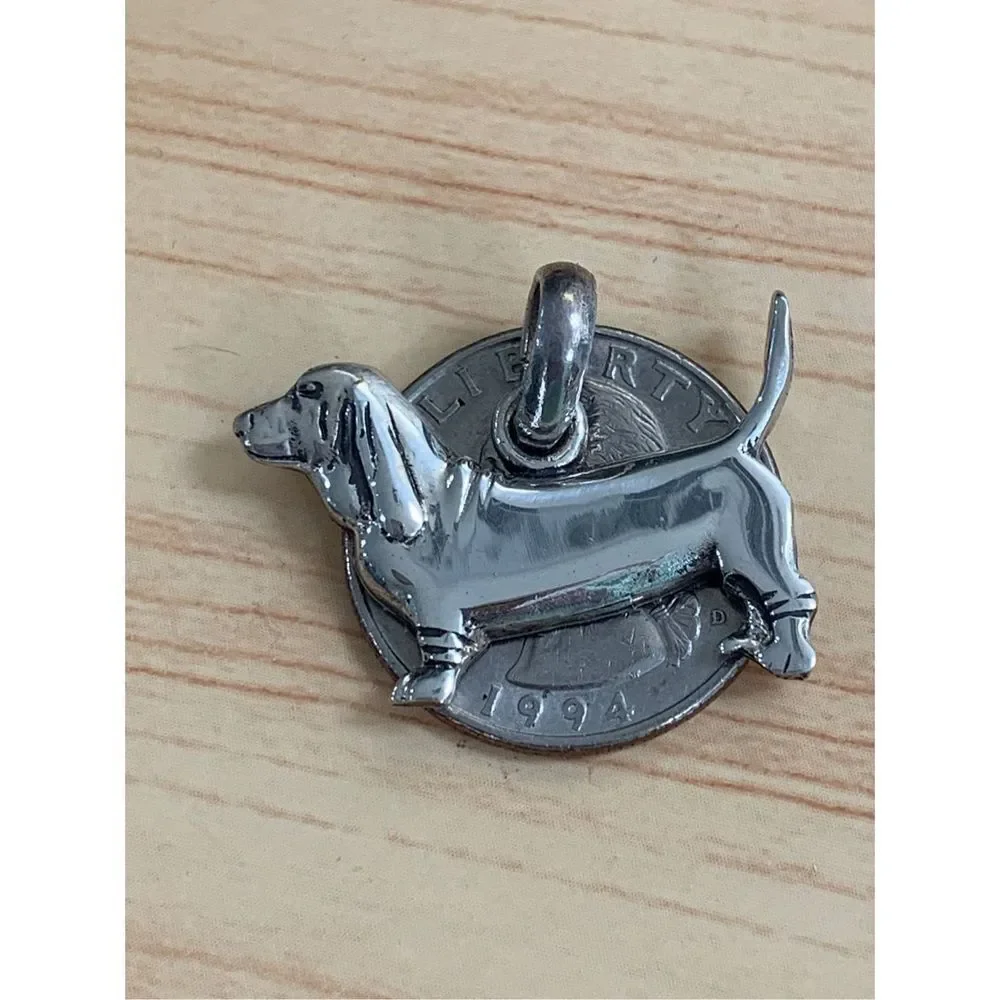 .925 Basset Dog Sterling Silver Jewelry Charm